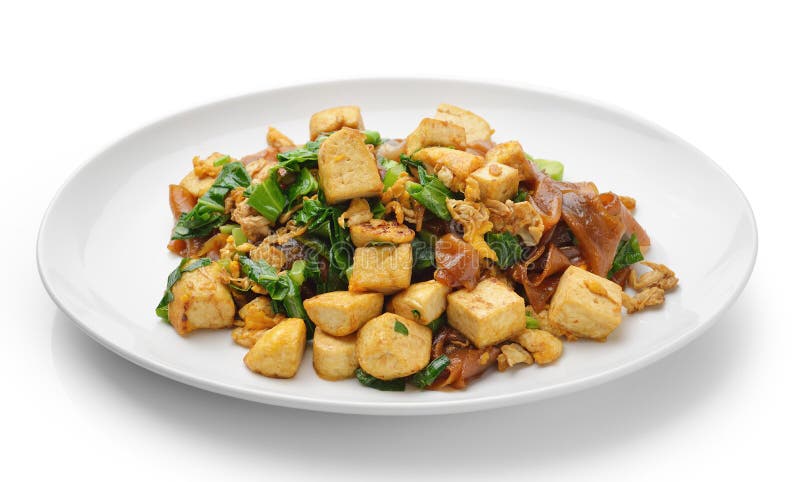 Stir Fried Rice Noodle with Tofu Stock Photo - Image of wide, dish