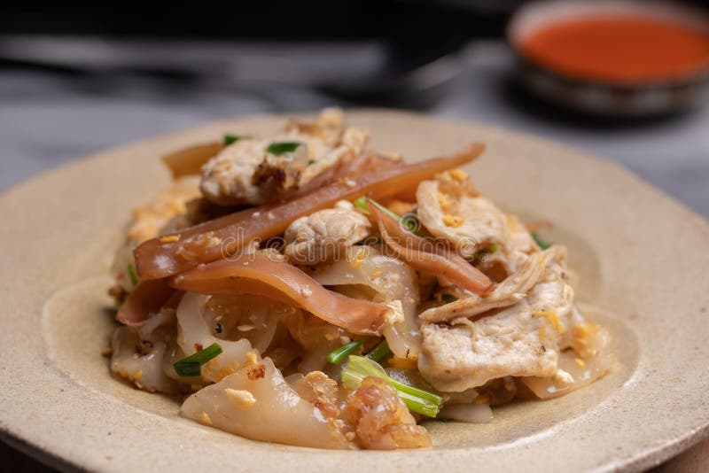 Stir Fried Rice Noodles with Chicken. Thai Food Stock Image Image of