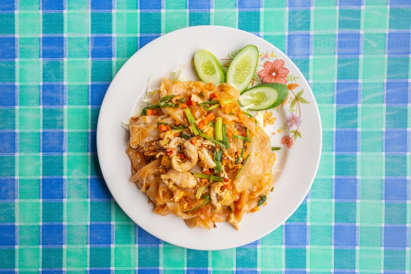 Stir-Fried Rice Noodles with Chicken Stock Photo - Image of diet