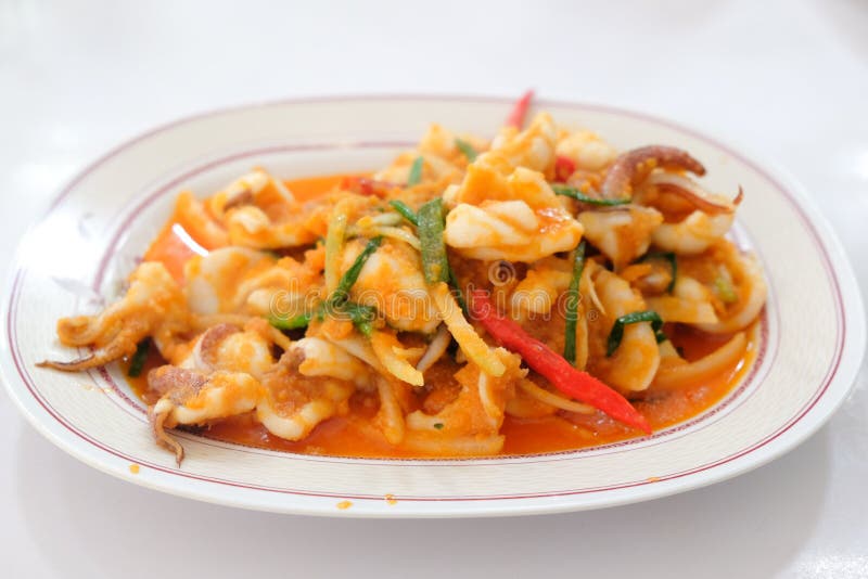 Stir Fried Squid with Salted Egg Yolk Stock Photo Image of dinner
