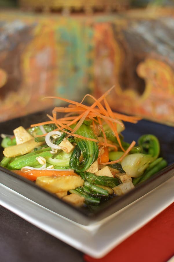 Stir Fried Vegetables and Chicken Stock Photo - Image of plate