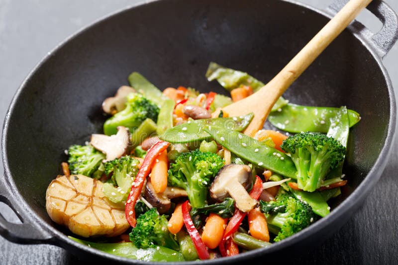 Stir Fried Vegetables in a Wok Stock Photo Image of stir, thai 143615360