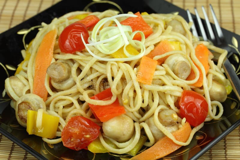Stir-fry Noodles with Vegetables. Stock Image - Image of nutritious