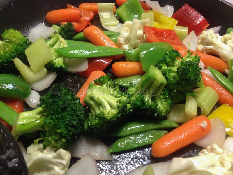 Stir Fry Vegetables in Pan stock photo. Image of garlic - 56277810