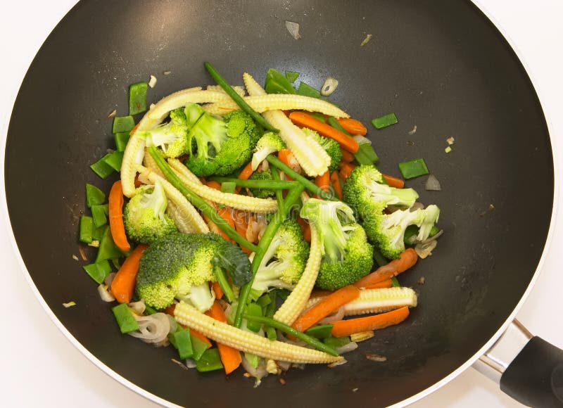 Stir fry in wok stock image. Image of orient, mangetout - 200345