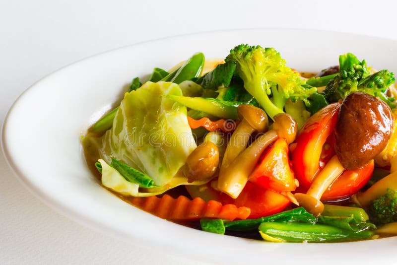 Stir Mixed Vegetable in Oyster Sauce Stock Photo - Image of lunch