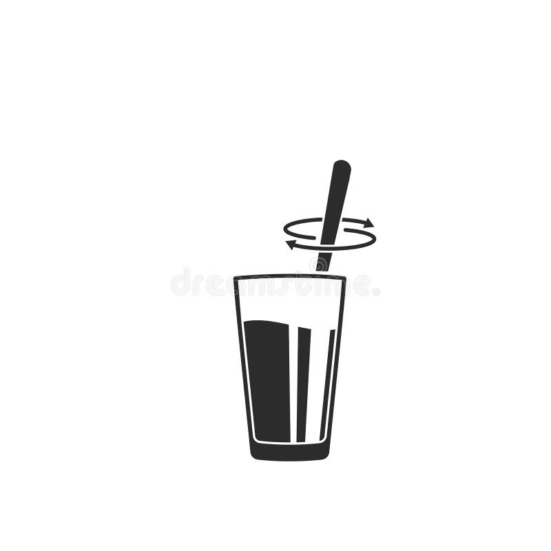 Stirring Drink with Spoon Icon Vector Sign Concept Design Stock Vector