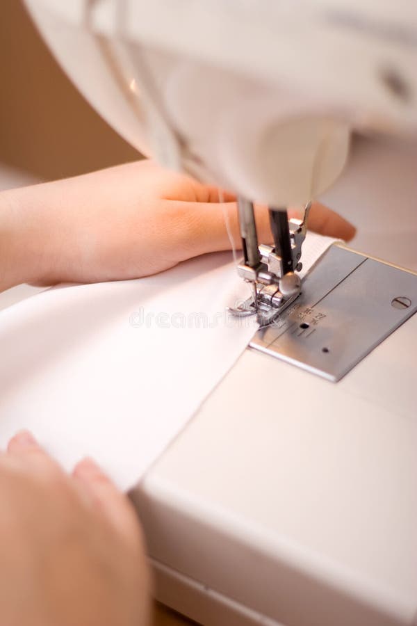Seamstress Sewing On Velcro Hookandloop Fastener Stock Photo
