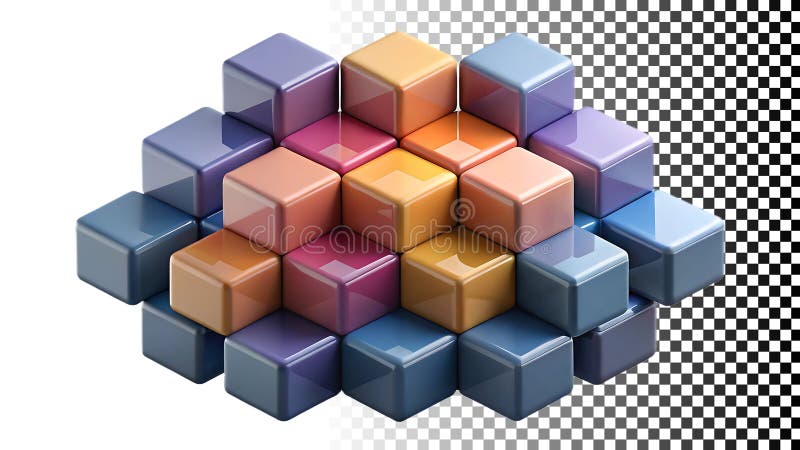 Stivă abstractă de cuburi geometrice colorate element de design creativ png imagine transparentă vector illustration