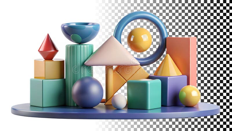 Stivă abstractă de forme geometrice colorate element de design creativ png imagine transparentă Generative AI royalty free illustration