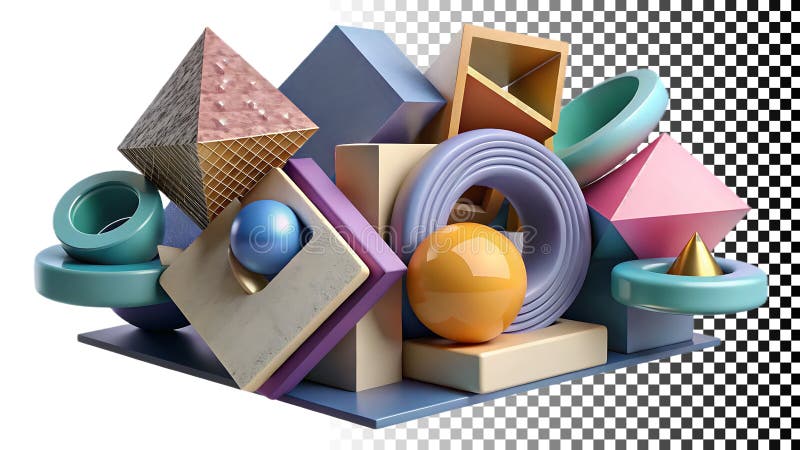 Stivă de forme geometrice abstracte colorate creativitate design de artă png imagine transparentă Generative AI royalty free illustration