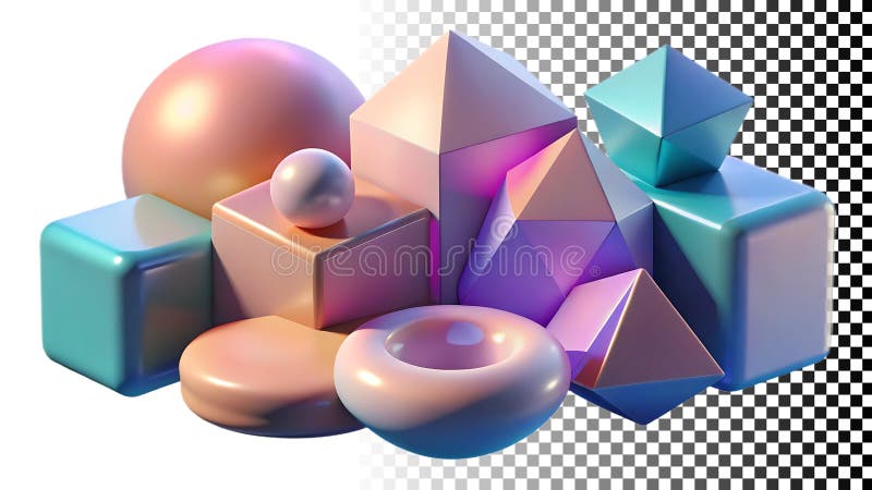 Stivă de forme geometrice colorate design artistic abstract png imagine transparentă Generative AI royalty free illustration