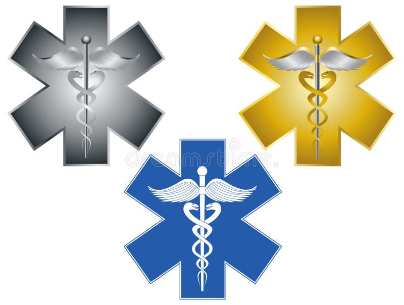 Stjärna av illustrationen för symbol för livCaduceus den medicinska stock illustrationer Stjärna av illustrationen för symbol för livCaduceus den medicinska stock illustrationer