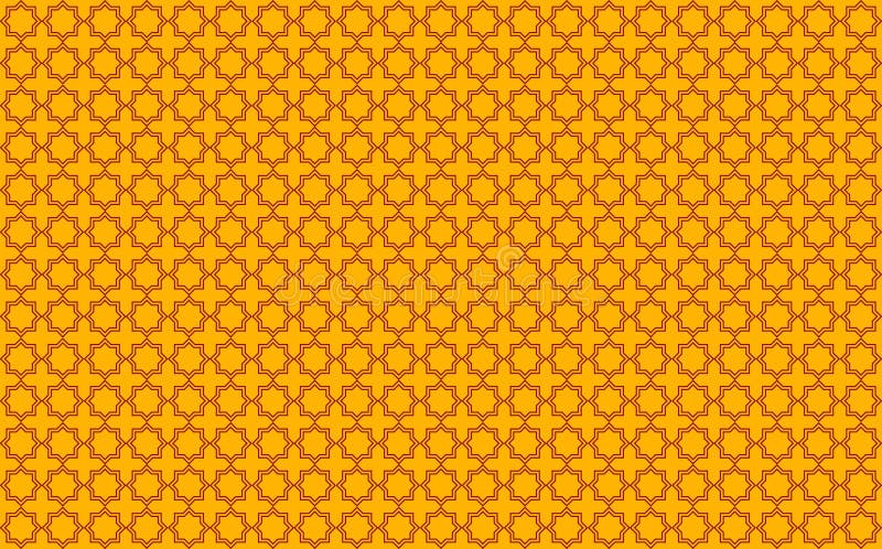Stjärna och kors tegelplatta-som design med röda brytningar på gul bakgrund som inspireras av marockanskt tegelplattaarbete som ä stock illustrationer Stjärna och kors tegelplatta-som design med röda brytningar på gul bakgrund som inspireras av marockanskt tegelplattaarbete som ä stock illustrationer