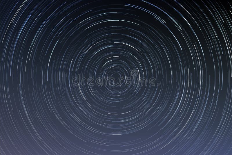 Stjärnspår i ett nattskikt med lång exponeringsstil, realistiska cirkelformade stjärnmönster