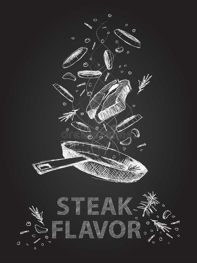 Stku smak przytacza ilustrację na chalkboard ilustracji Stku smak przytacza ilustrację na chalkboard ilustracji