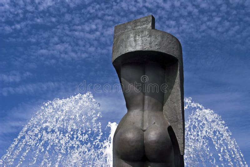 Stll life of modern artwork with fountain, Spain