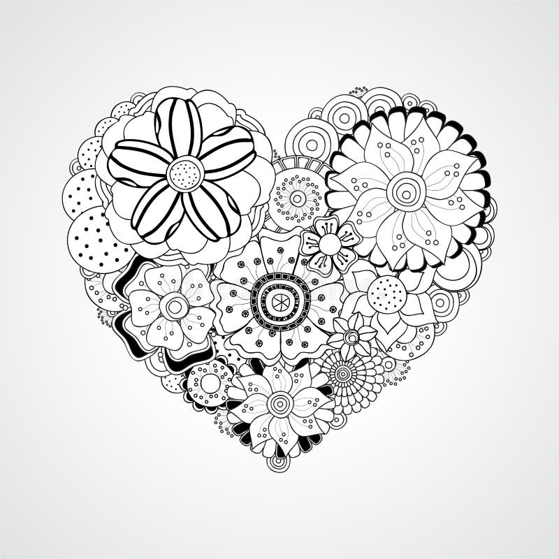 Stock Abstract Isolated Heart with Doodle Flower. Card, P Stock ...