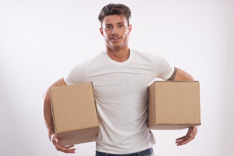 Stock boy stock image. Image of person, warehouse, cardboard 31051347