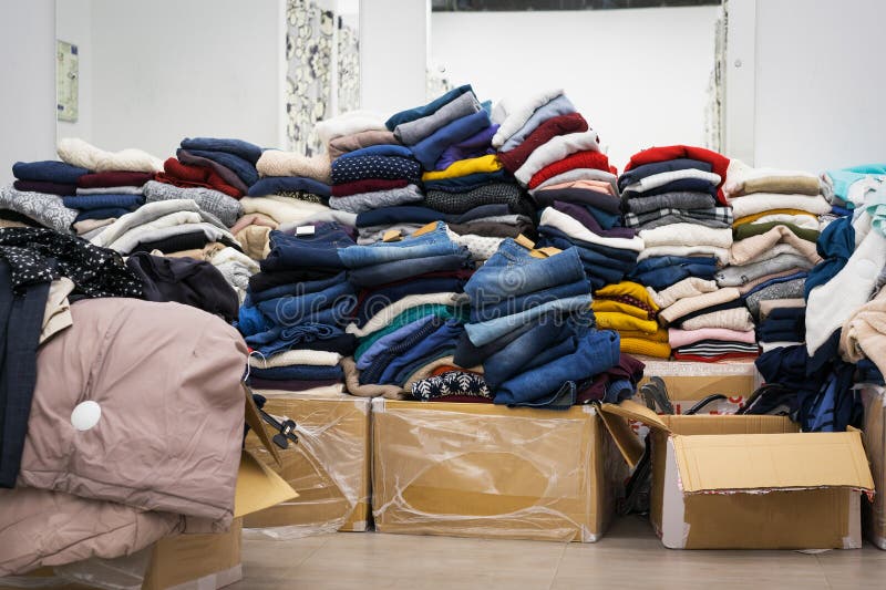 Stock Clothing - a Collection Jeans, Sweaters, Jackets in Modern  Distribution Warehouse in the Mall. Inventory, Logistic, Export C Stock  Image - Image of fashion, jackets: 140699825