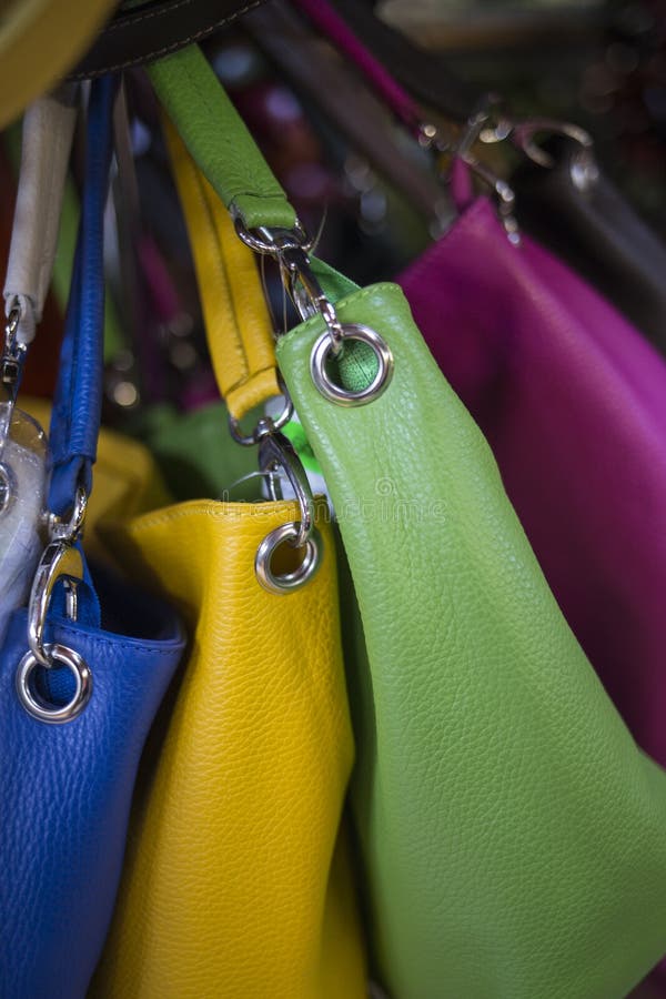 Stock of Colored Leather Bags Stock Photo Image of souvenir, rack