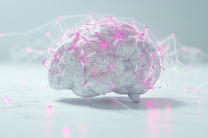 Stock electronic brain in metallic form isolated on white background, stock neural system concept, futuristic technology. Stock electronic brain in metallic form isolated on white background, stock neural system concept AI generated