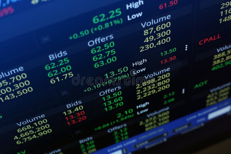 Trading electronics Screen for Trader stock photos