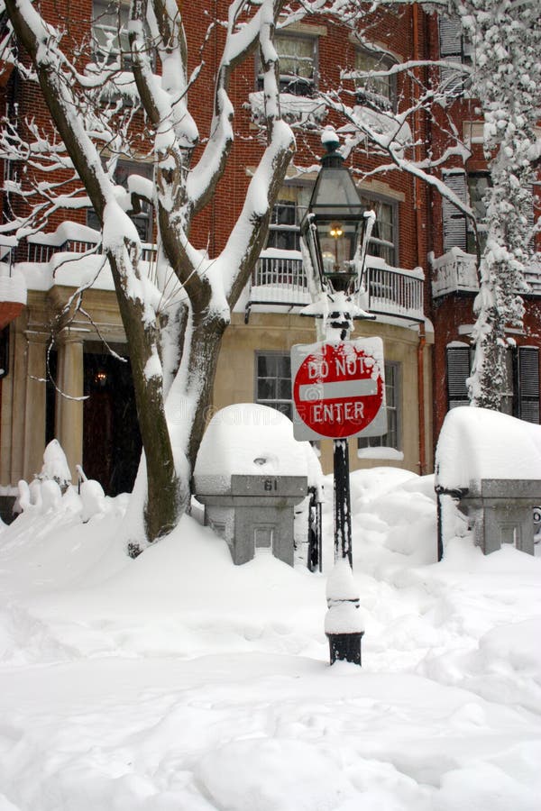 Stock Image of a Snowing Winter at Boston, Massachusetts, USA Stock