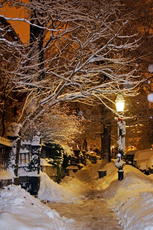 Stock Image of a Snowing Winter at Boston, Massachusetts, USA Stock