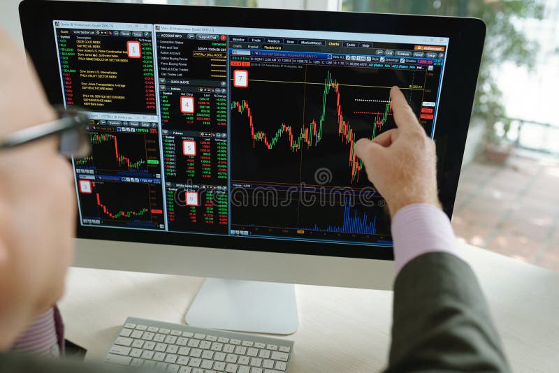 Stock market analyst working with colorful graph royalty free stock image