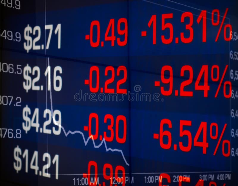 Stock market crash graph and numbers reflection percentage decrease and price. Panic, losing money causing stress. stock photography Stock market crash graph and numbers reflection percentage decrease and price. Panic, losing money causing stress. stock photography