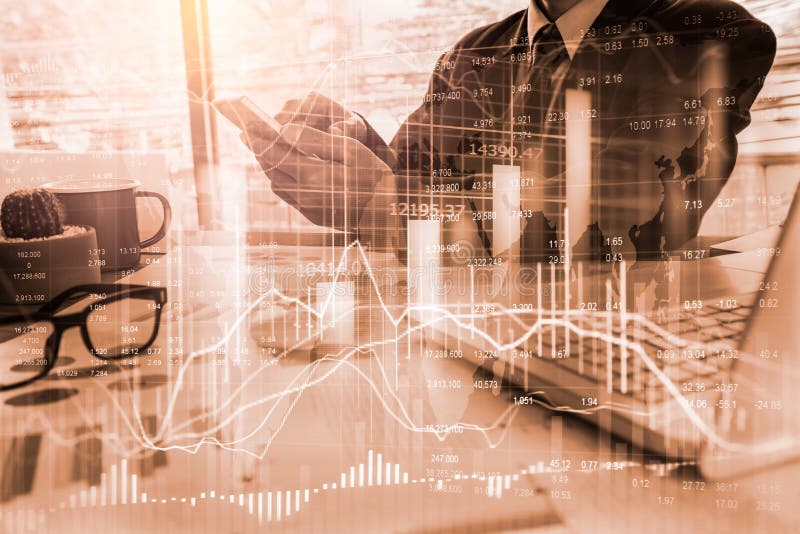 Stock market or forex trading graph and candlestick chart suitable for financial investment concept. Economy trends background for