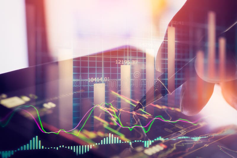 Stock Market Indicator and Financial Data View from LED. Double Stock
