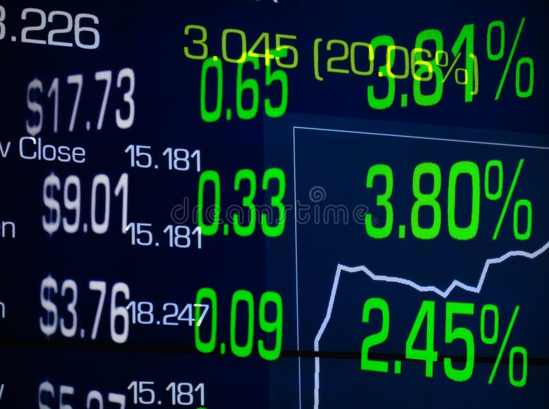 Stock market rally price percentage increase green numbers with graph and reflection financial display stock image Stock market rally price percentage increase green numbers with graph and reflection financial display stock image