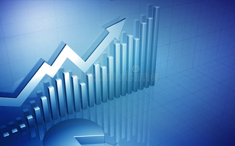 Stock Market Up Arrow with Pie Chart vector illustration