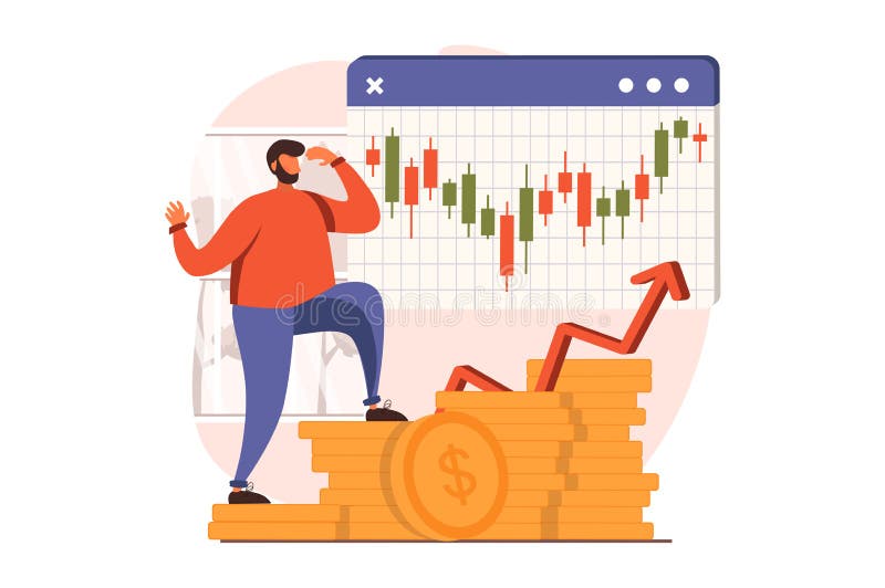 Stock Market Web Concept In Flat Design Vector Illustration Stock Stock Market Web Concept In Flat Design Vector Illustration Stock
