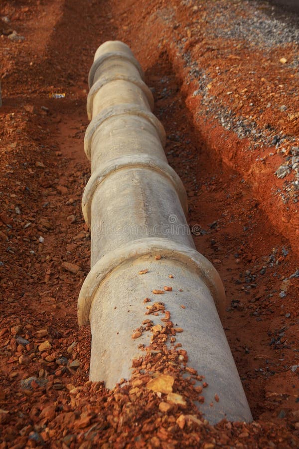 Stock Photo Cement Pipeline Ditch on the Construction Site Stock Photo Image of pipeline