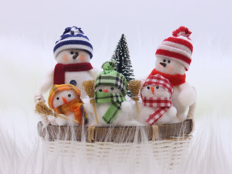 Christmas Snowman Family - Stock Photo