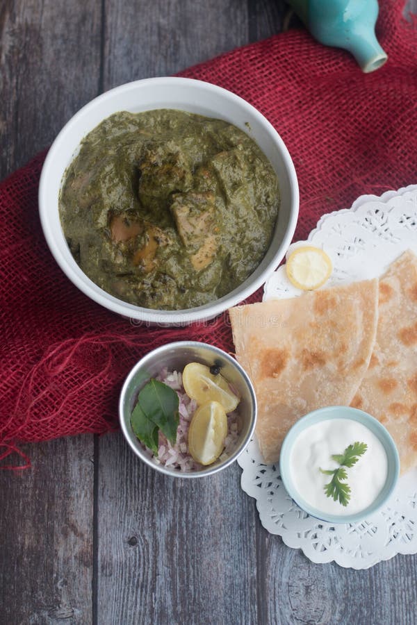Stock Photo of Indian Dishes Spinach and Chicken Stock Image - Image of