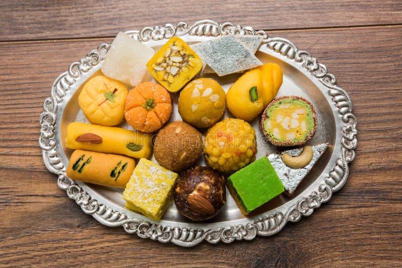 Indian sweets for diwali festival or wedding, selective focus