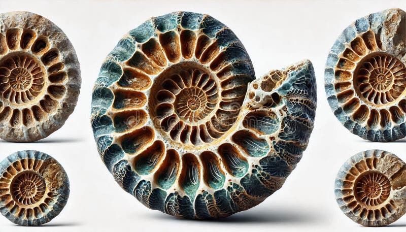 This stock photo presents an abstract view of an ammonite fossil skeleton preserved in its natural environment royalty free illustration
