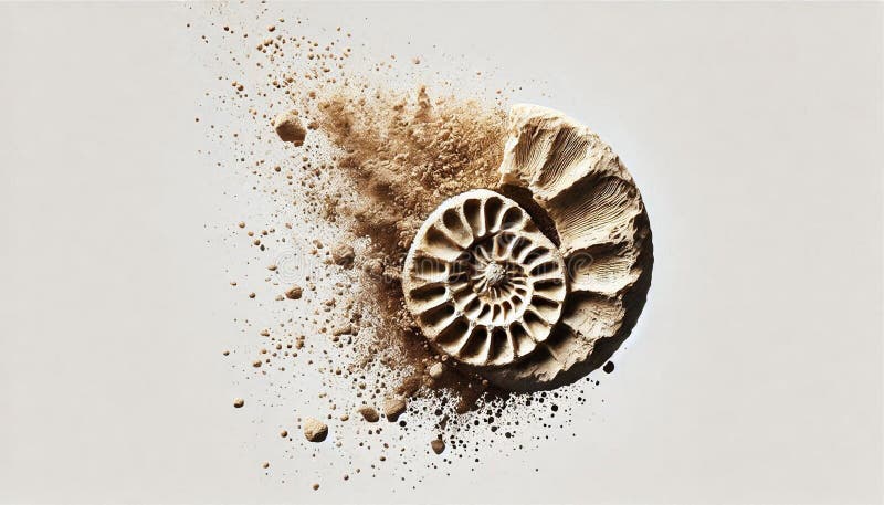 This stock photo presents an abstract view of an ammonite fossil skeleton preserved in its natural environment royalty free illustration