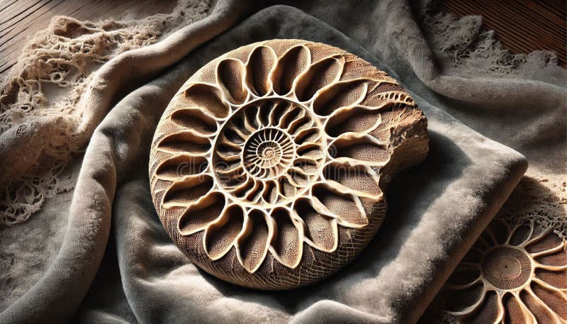 This stock photo presents an abstract view of an ammonite fossil skeleton preserved in its natural environment royalty free illustration