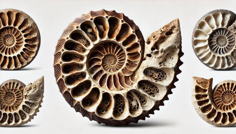This stock photo presents an abstract view of an ammonite fossil skeleton preserved in its natural environment royalty free illustration