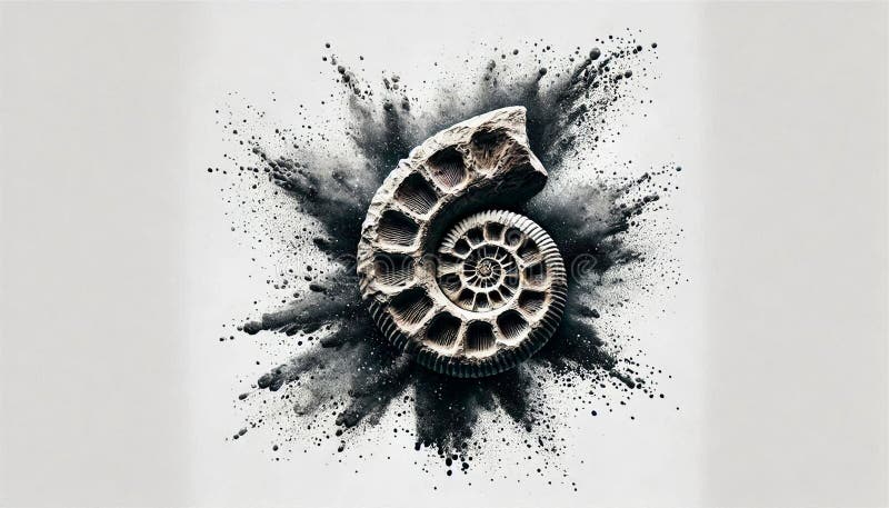 This stock photo presents an abstract view of an ammonite fossil skeleton preserved in its natural environment royalty free illustration