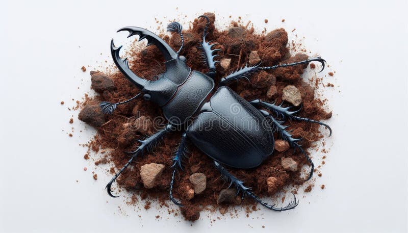 Stock photo showing a bright beetle on a fresh leaf stock illustration