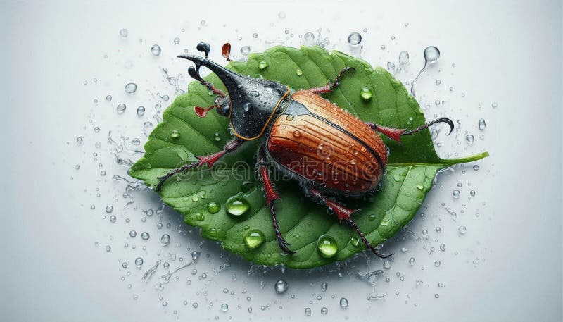 Stock photo showing a bright beetle on a fresh leaf royalty free illustration