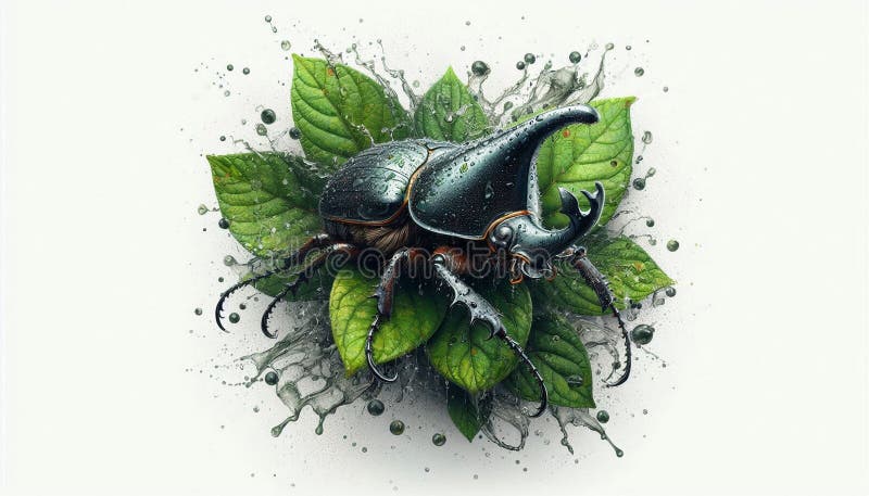 Stock photo showing a bright beetle on a fresh leaf vector illustration
