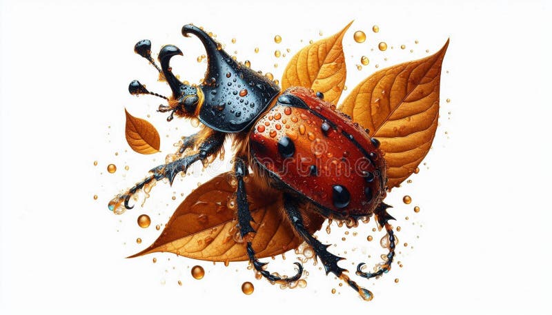 Stock photo showing a bright beetle on a fresh leaf royalty free illustration