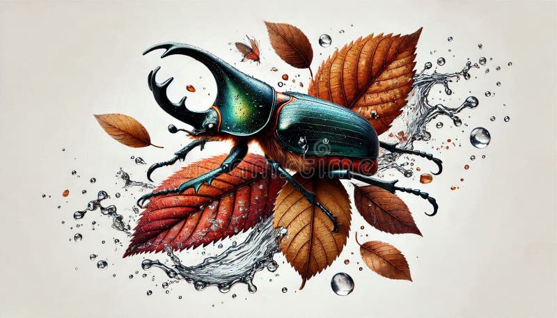 Stock photo showing a bright beetle on a fresh leaf vector illustration
